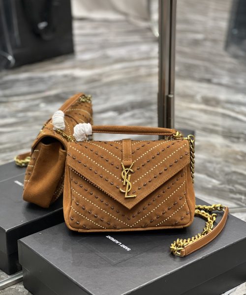 [REP 1:1] Saint Laurent College Medium Shoulder Bag Brown For Women, Women's Bags 9.4in/24cm YSL