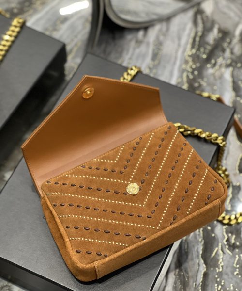 [REP 1:1] Saint Laurent College Medium Shoulder Bag Brown For Women, Women's Bags 9.4in/24cm YSL