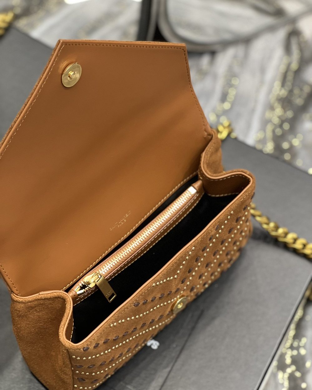 [REP 1:1] Saint Laurent College Medium Shoulder Bag Brown For Women, Women's Bags 9.4in/24cm YSL