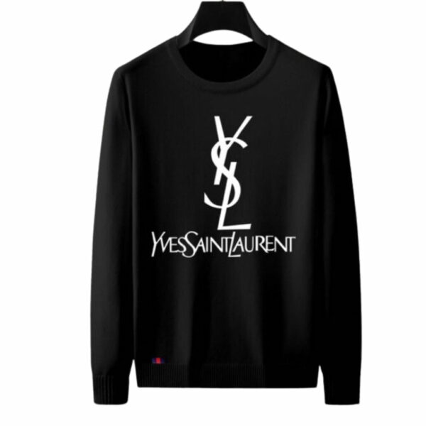 Saint Laurent Crewneck Long Sleeved Pullover Sweatshirt Black For Men
