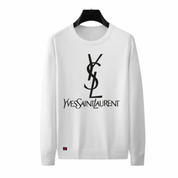Saint Laurent Crewneck Long Sleeved Pullover Sweatshirt White For Men