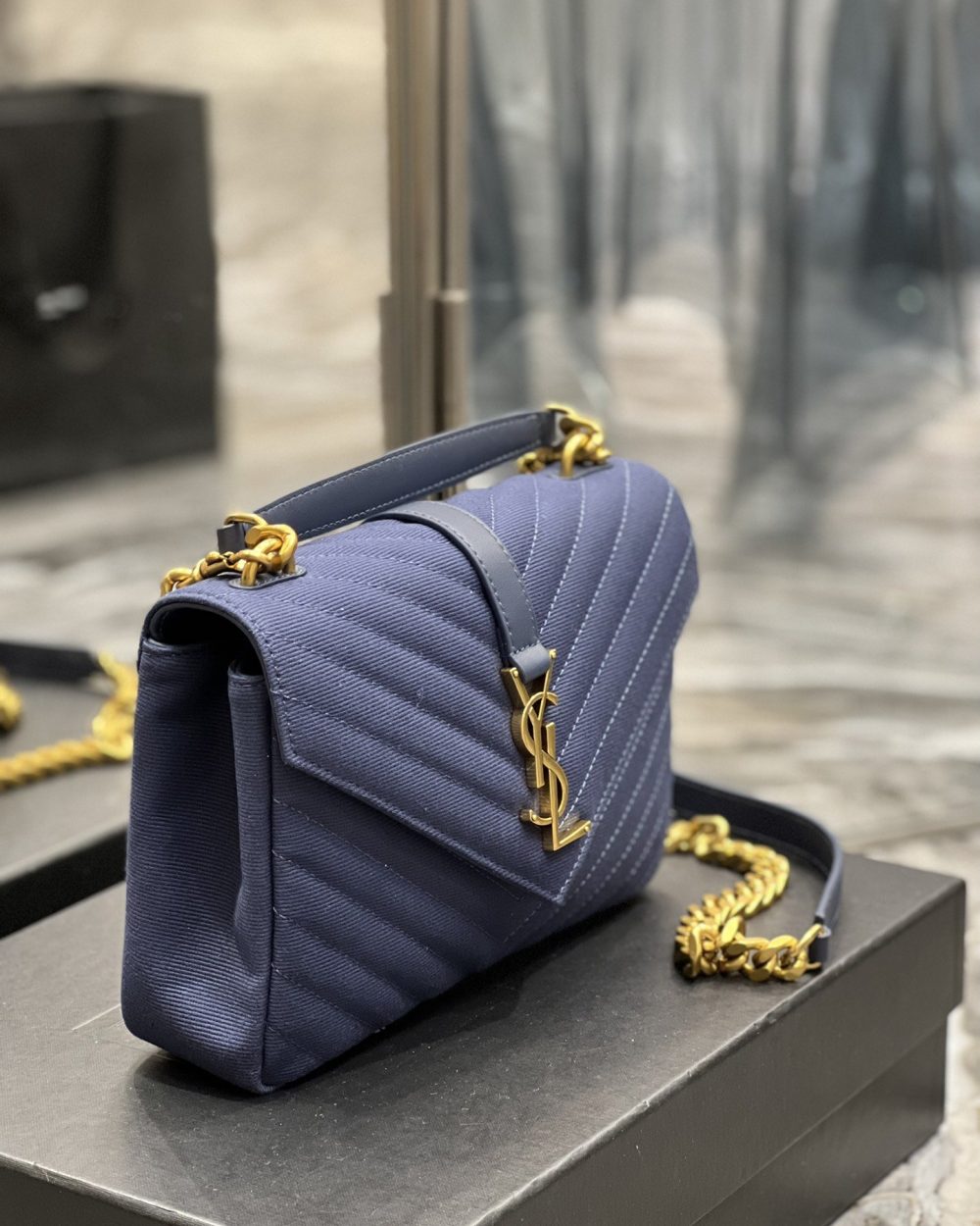 [REP 1:1] Saint Laurent Envelope Medium Bag Marine In Mix Matelassé Grain De Poudre Embossed Material For Women 9.4in/24cm YSL 600185BOW914147