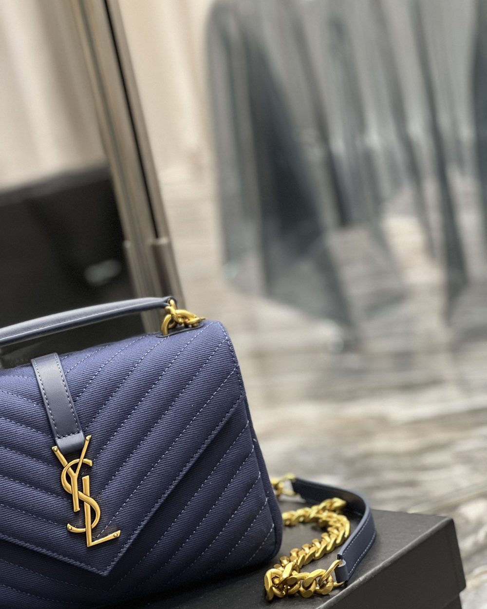[REP 1:1] Saint Laurent Envelope Medium Bag Marine In Mix Matelassé Grain De Poudre Embossed Material For Women 9.4in/24cm YSL 600185BOW914147