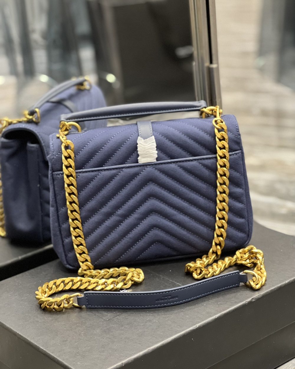 [REP 1:1] Saint Laurent Envelope Medium Bag Marine In Mix Matelassé Grain De Poudre Embossed Material For Women 9.4in/24cm YSL 600185BOW914147