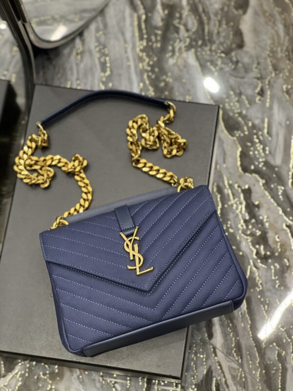 [REP 1:1] Saint Laurent Envelope Medium Bag Marine In Mix Matelassé Grain De Poudre Embossed Material For Women 9.4in/24cm YSL 600185BOW914147