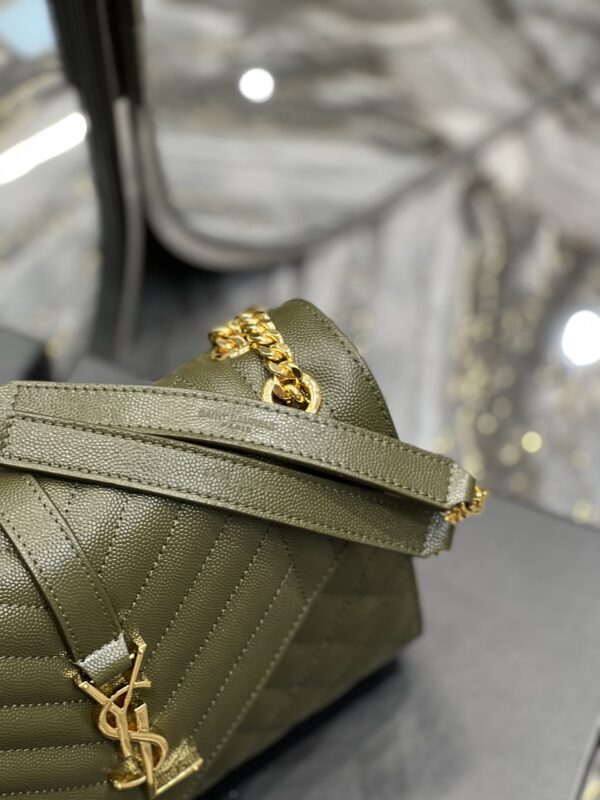 [REP 1:1] Saint Laurent Envelope Medium Chain Bag Dark Green For Women, Women's Bags 9.4in/24cm YSL