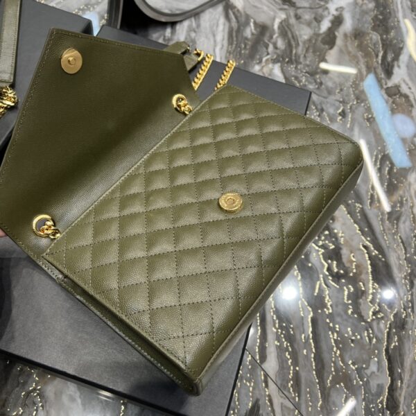 [REP 1:1] Saint Laurent Envelope Medium Chain Bag Dark Green For Women, Women's Bags 9.4in/24cm YSL