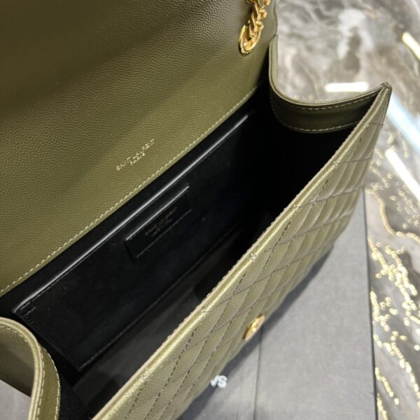 [REP 1:1] Saint Laurent Envelope Medium Chain Bag Dark Green For Women, Women's Bags 9.4in/24cm YSL