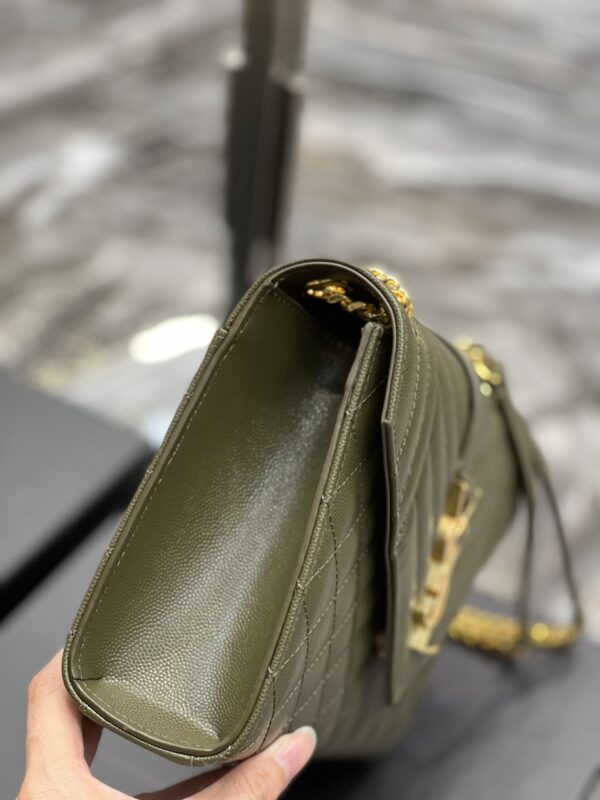 [REP 1:1] Saint Laurent Envelope Medium Chain Bag Dark Green For Women, Women's Bags 9.4in/24cm YSL