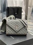 [REP 1:1] Saint Laurent Envelope Medium Chain Bag Dark Grey For Women, Women's Bags 9.4in/24cm YSL