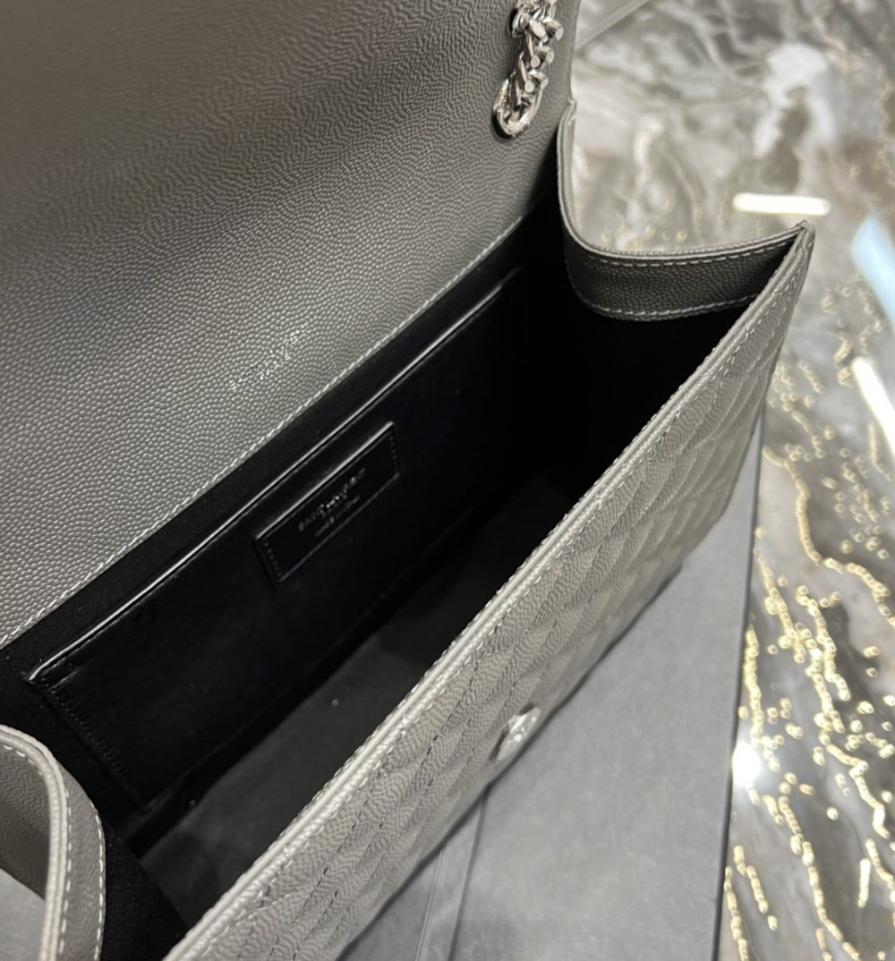 [REP 1:1] Saint Laurent Envelope Medium Chain Bag Dark Grey For Women, Women's Bags 9.4in/24cm YSL