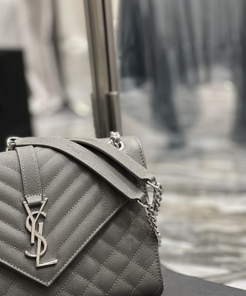 [REP 1:1] Saint Laurent Envelope Medium Chain Bag Dark Grey For Women, Women's Bags 9.4in/24cm YSL