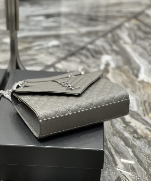 [REP 1:1] Saint Laurent Envelope Medium Chain Bag Dark Grey For Women, Women's Bags 9.4in/24cm YSL