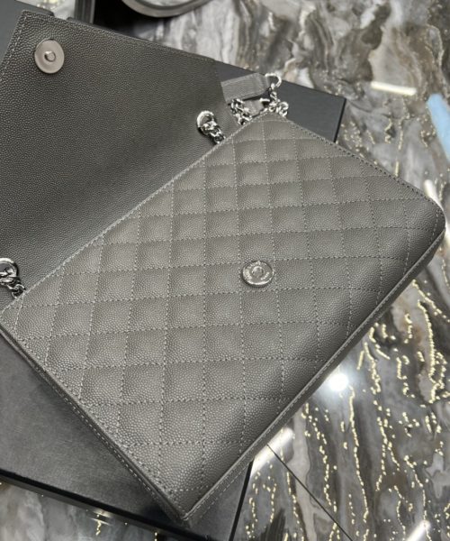[REP 1:1] Saint Laurent Envelope Medium Chain Bag Dark Grey For Women, Women's Bags 9.4in/24cm YSL
