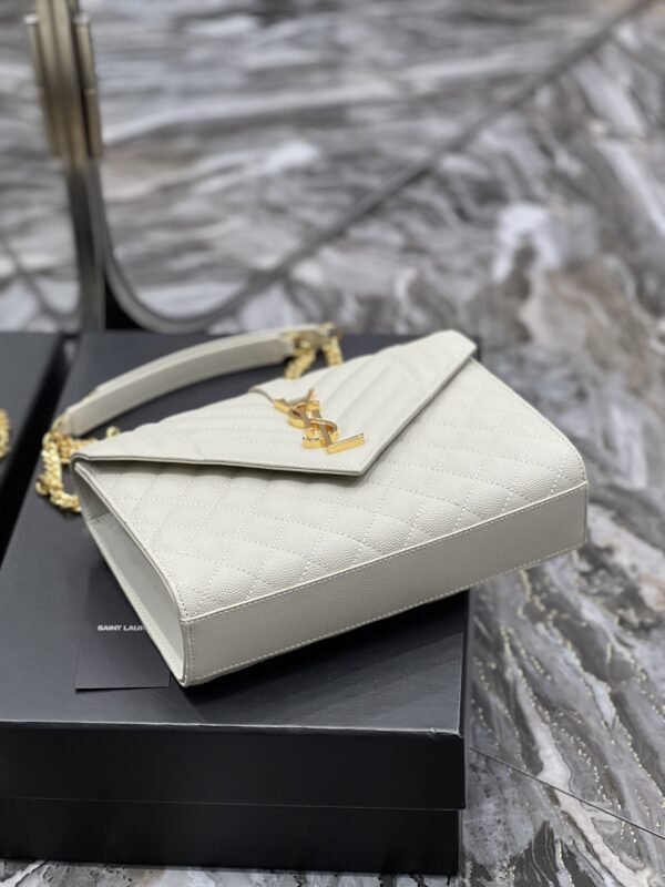 [REP 1:1] Saint Laurent Envelope Medium Chain Bag White For Women, Women's Bags 9.4in/24cm YSL