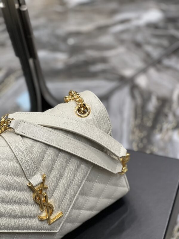 [REP 1:1] Saint Laurent Envelope Medium Chain Bag White For Women, Women's Bags 9.4in/24cm YSL