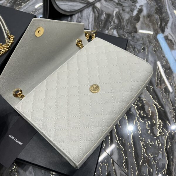 [REP 1:1] Saint Laurent Envelope Medium Chain Bag White For Women, Women's Bags 9.4in/24cm YSL