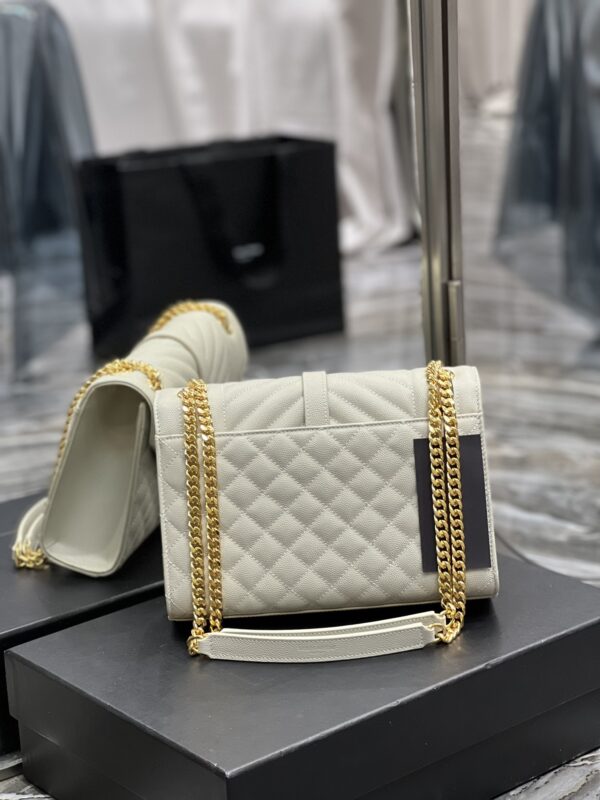 [REP 1:1] Saint Laurent Envelope Medium Chain Bag White For Women, Women's Bags 9.4in/24cm YSL