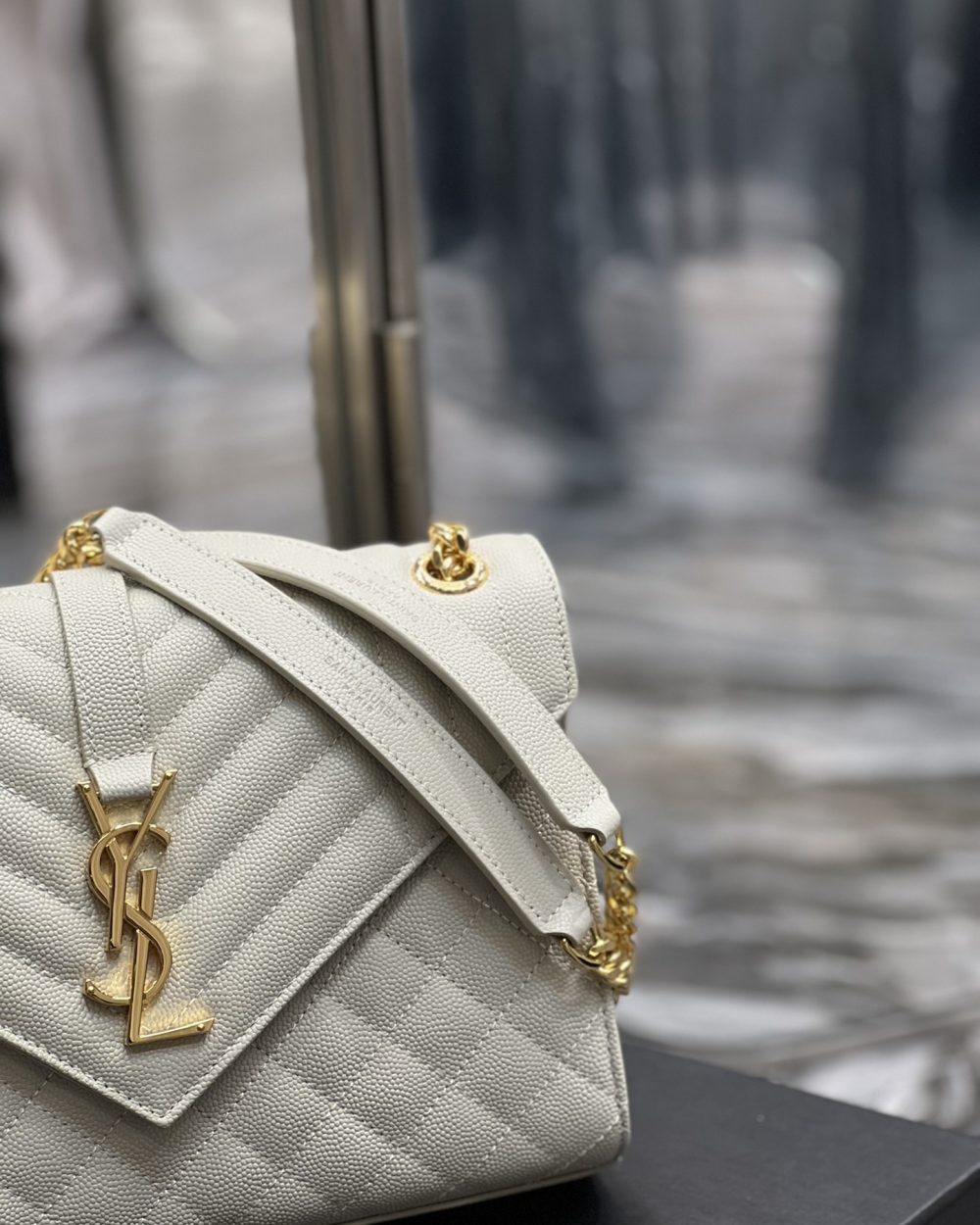 [REP 1:1] Saint Laurent Envelope Medium Chain Bag White For Women, Women's Bags 9.4in/24cm YSL