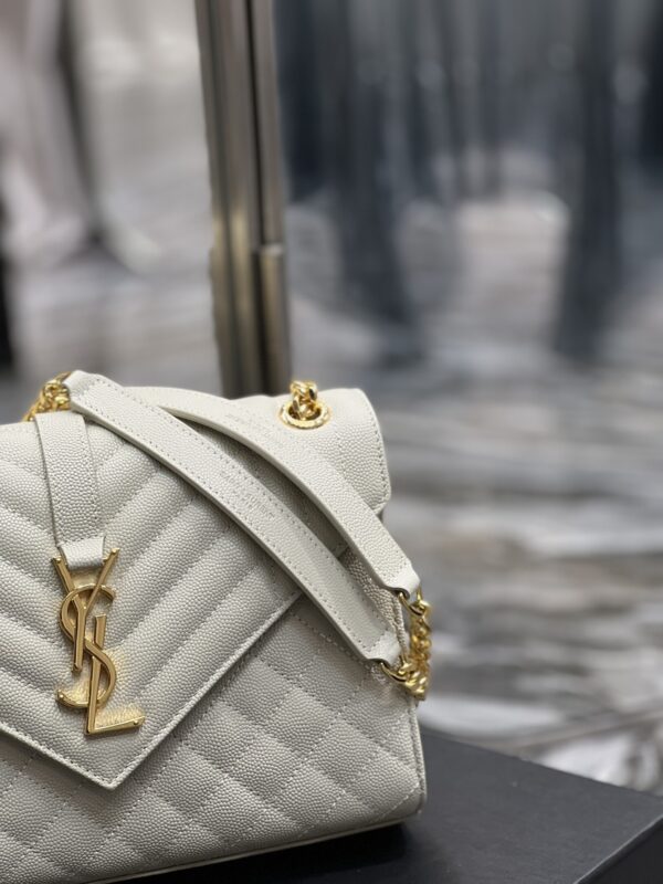 [REP 1:1] Saint Laurent Envelope Medium Chain Bag White For Women, Women's Bags 9.4in/24cm YSL