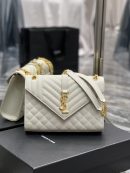 [REP 1:1] Saint Laurent Envelope Medium Chain Bag White For Women, Women's Bags 9.4in/24cm YSL