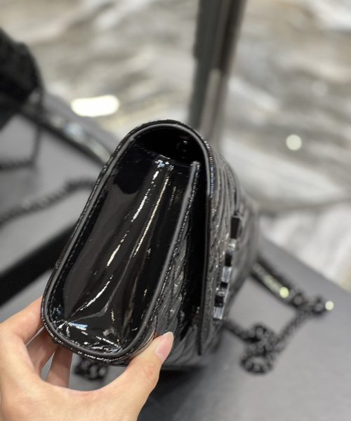 [REP 1:1] Saint Laurent Envelope Small Bag Black In Mix Matelassé Grain De Poudre Embossed Material For Women 8.2in/21cm YSL