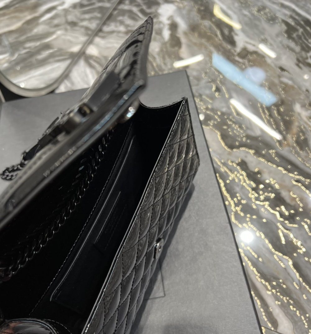 [REP 1:1] Saint Laurent Envelope Small Bag Black In Mix Matelassé Grain De Poudre Embossed Material For Women 8.2in/21cm YSL