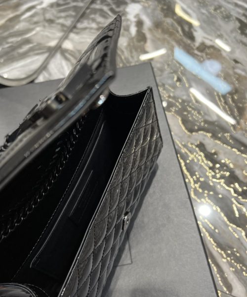 [REP 1:1] Saint Laurent Envelope Small Bag Black In Mix Matelassé Grain De Poudre Embossed Material For Women 8.2in/21cm YSL