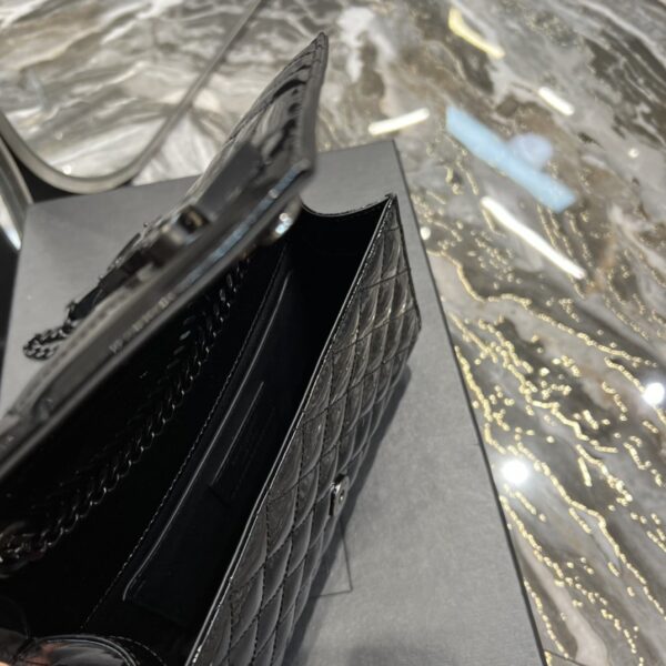 [REP 1:1] Saint Laurent Envelope Small Bag Black In Mix Matelassé Grain De Poudre Embossed Material For Women 8.2in/21cm YSL