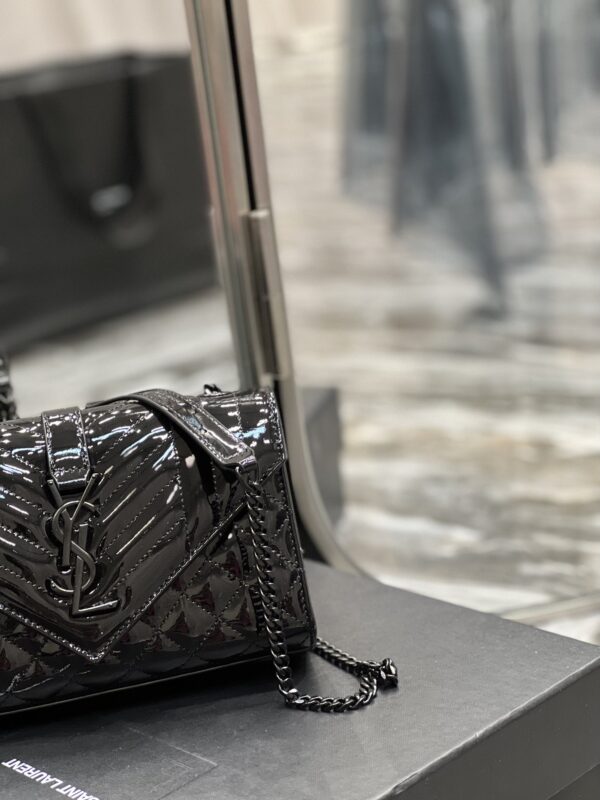 [REP 1:1] Saint Laurent Envelope Small Bag Black In Mix Matelassé Grain De Poudre Embossed Material For Women 8.2in/21cm YSL