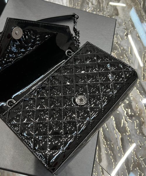 [REP 1:1] Saint Laurent Envelope Small Bag Black In Mix Matelassé Grain De Poudre Embossed Material For Women 8.2in/21cm YSL