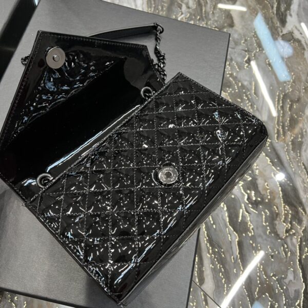 [REP 1:1] Saint Laurent Envelope Small Bag Black In Mix Matelassé Grain De Poudre Embossed Material For Women 8.2in/21cm YSL
