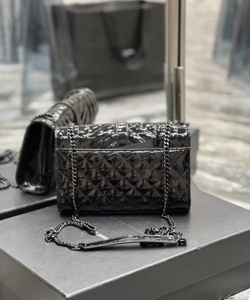 [REP 1:1] Saint Laurent Envelope Small Bag Black In Mix Matelassé Grain De Poudre Embossed Material For Women 8.2in/21cm YSL