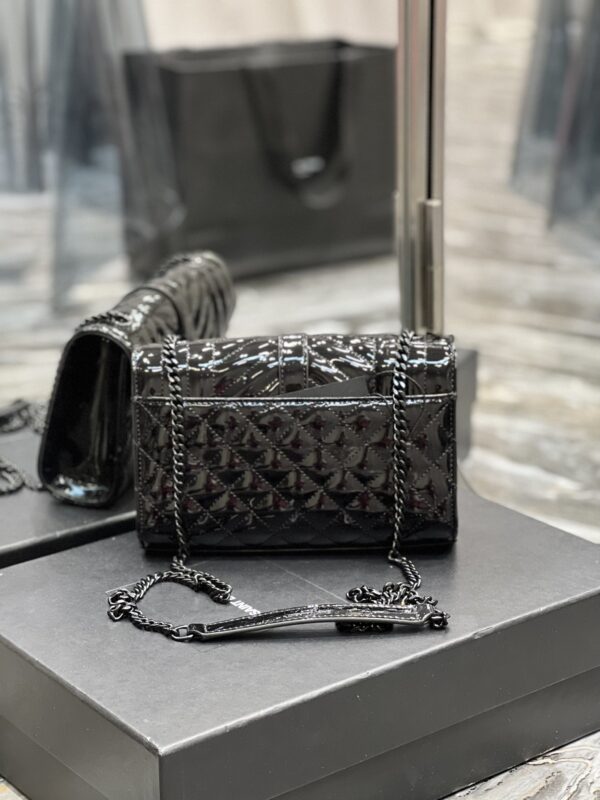 [REP 1:1] Saint Laurent Envelope Small Bag Black In Mix Matelassé Grain De Poudre Embossed Material For Women 8.2in/21cm YSL
