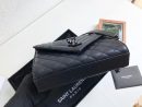 [REP 1:1] Saint Laurent Envelope Small Bag In Mix Matelassé Grain De Poudre Black For Women 8.2in/21cm YSL 600195BOW981000