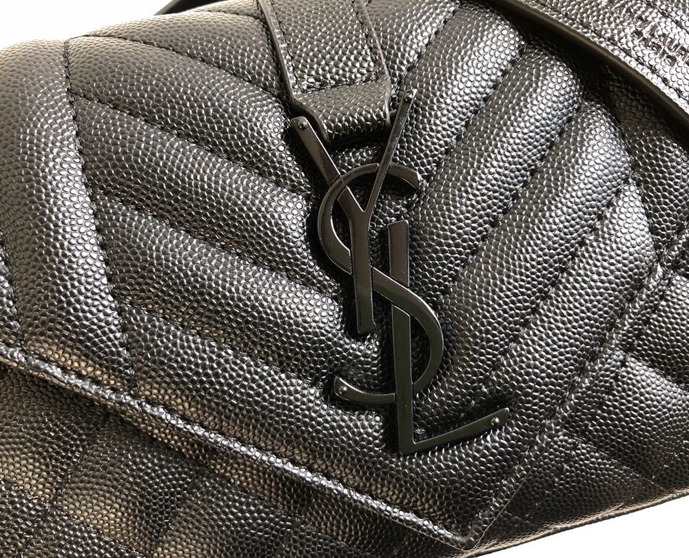 [REP 1:1] Saint Laurent Envelope Small Bag In Mix Matelassé Grain De Poudre Black For Women 8.2in/21cm YSL 600195BOW981000