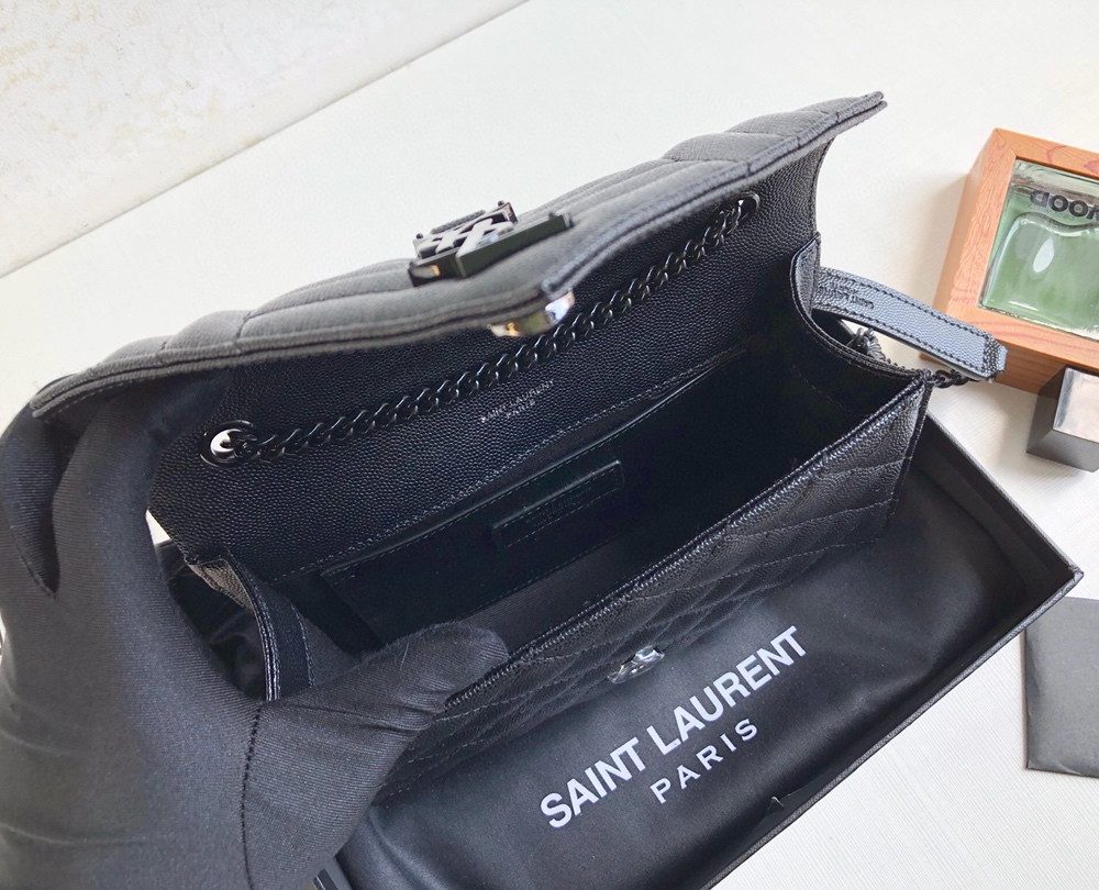 [REP 1:1] Saint Laurent Envelope Small Bag In Mix Matelassé Grain De Poudre Black For Women 8.2in/21cm YSL 600195BOW981000