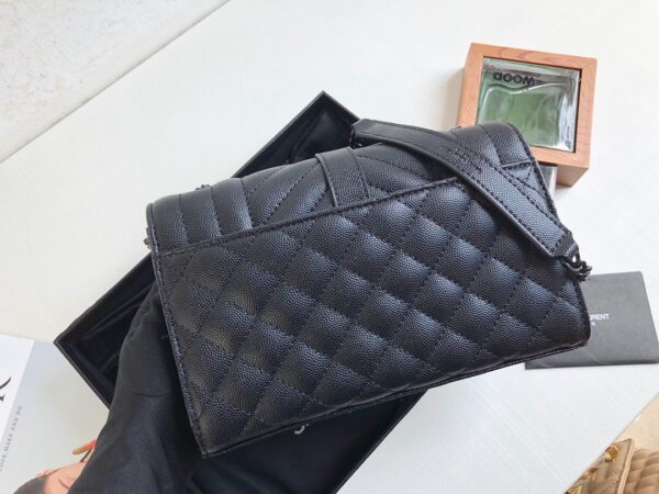 [REP 1:1] Saint Laurent Envelope Small Bag In Mix Matelassé Grain De Poudre Black For Women 8.2in/21cm YSL 600195BOW981000
