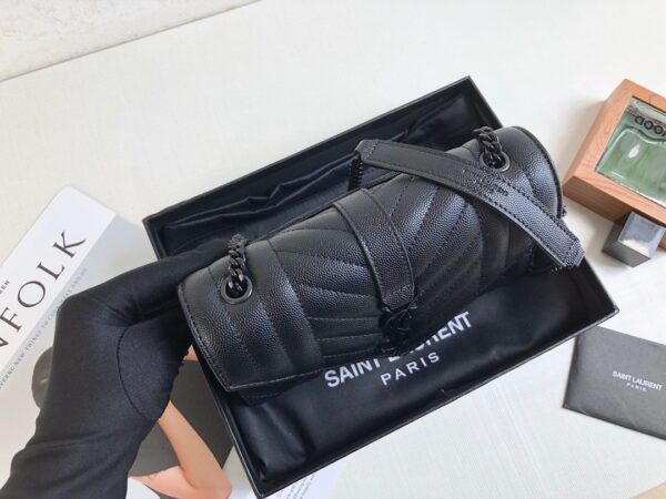 [REP 1:1] Saint Laurent Envelope Small Bag In Mix Matelassé Grain De Poudre Black For Women 8.2in/21cm YSL 600195BOW981000