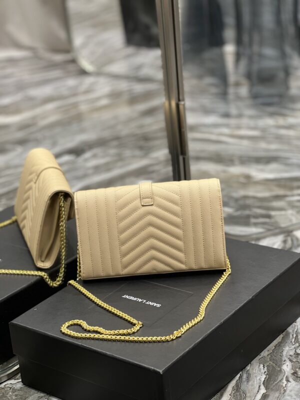 [REP 1:1] Saint Laurent Envelope Small Chain Bag Beige For Women, Women's Bags 8.6in/22cm YSL