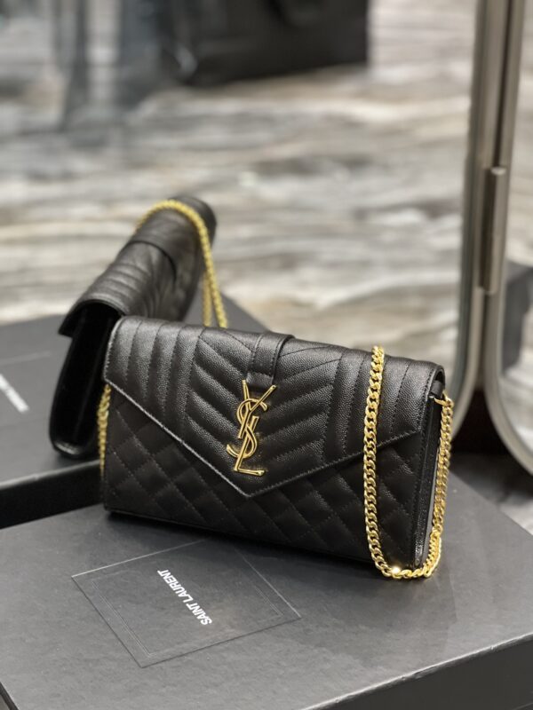 [REP 1:1] Saint Laurent Envelope Small Chain Bag Black For Women, Women's Bags 8.6in/22cm YSL