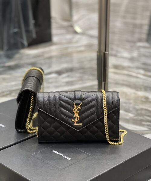 [REP 1:1] Saint Laurent Envelope Small Chain Bag Black For Women, Women's Bags 8.6in/22cm YSL