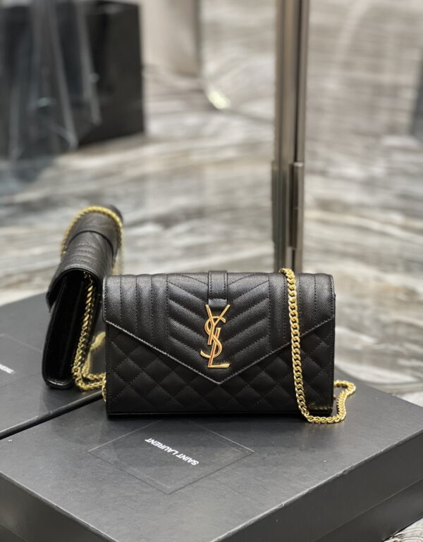 [REP 1:1] Saint Laurent Envelope Small Chain Bag Black For Women, Women's Bags 8.6in/22cm YSL