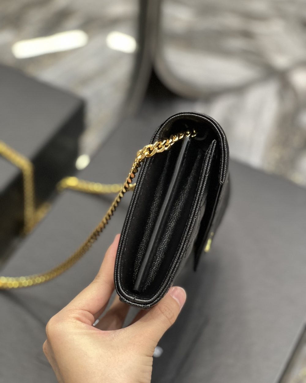 [REP 1:1] Saint Laurent Envelope Small Chain Bag Black For Women, Women's Bags 8.6in/22cm YSL