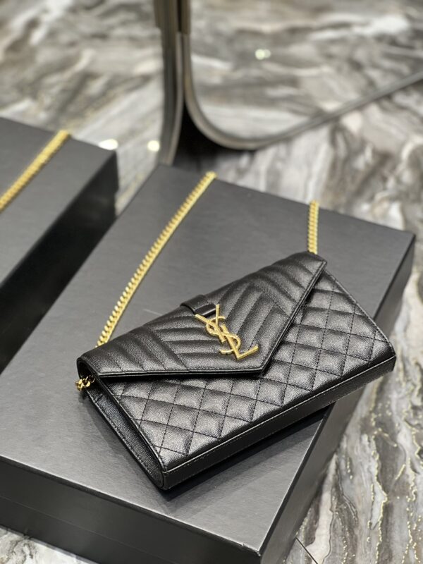 [REP 1:1] Saint Laurent Envelope Small Chain Bag Black For Women, Women's Bags 8.6in/22cm YSL