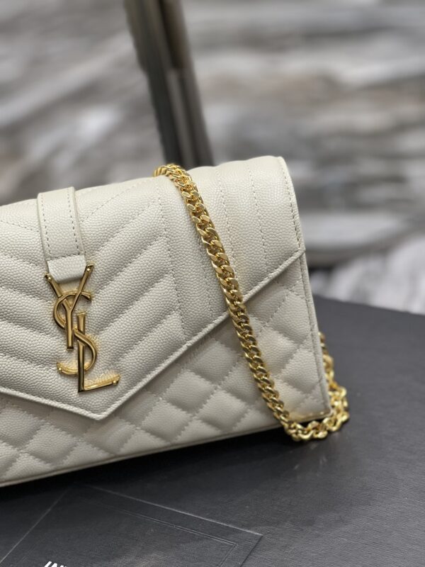 [REP 1:1] Saint Laurent Envelope Small Chain Bag White For Women, Women's Bags 8.6in/22cm YSL