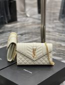 [REP 1:1] Saint Laurent Envelope Small Chain Bag White For Women, Women's Bags 8.6in/22cm YSL
