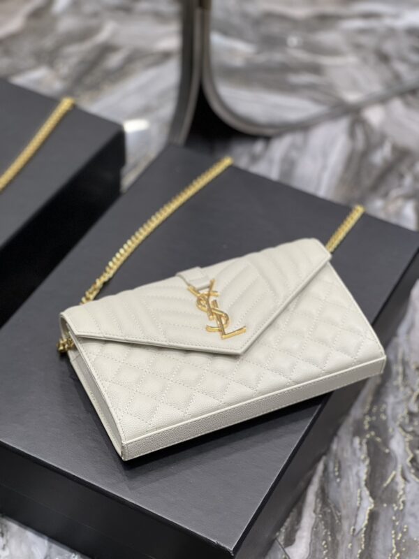 [REP 1:1] Saint Laurent Envelope Small Chain Bag White For Women, Women's Bags 8.6in/22cm YSL