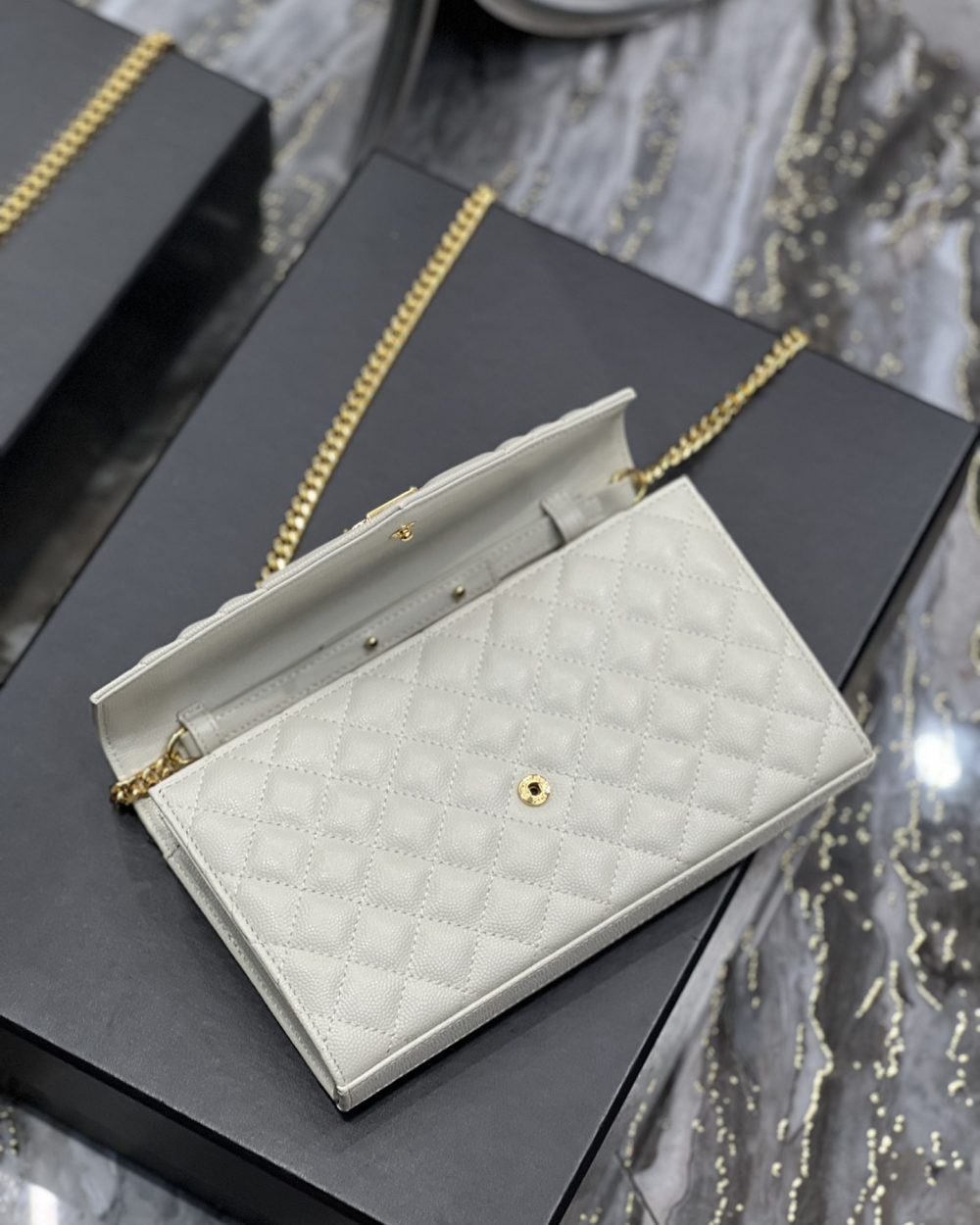 [REP 1:1] Saint Laurent Envelope Small Chain Bag White For Women, Women's Bags 8.6in/22cm YSL