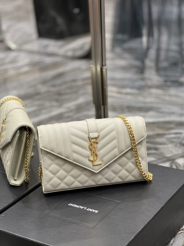 [REP 1:1] Saint Laurent Envelope Small Chain Bag White For Women, Women's Bags 8.6in/22cm YSL